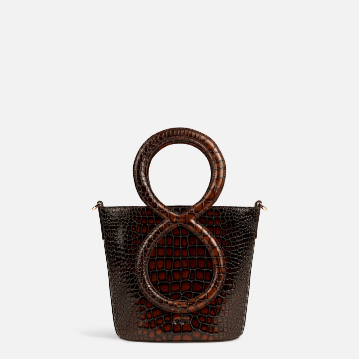 Infinity Bag 18 M - Burgundy and Brown Crocodile Embossed