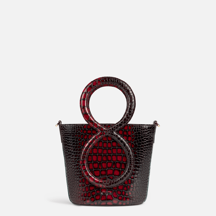 Infinity Bag 18 M - Burgundy and Black Crocodile Embossed