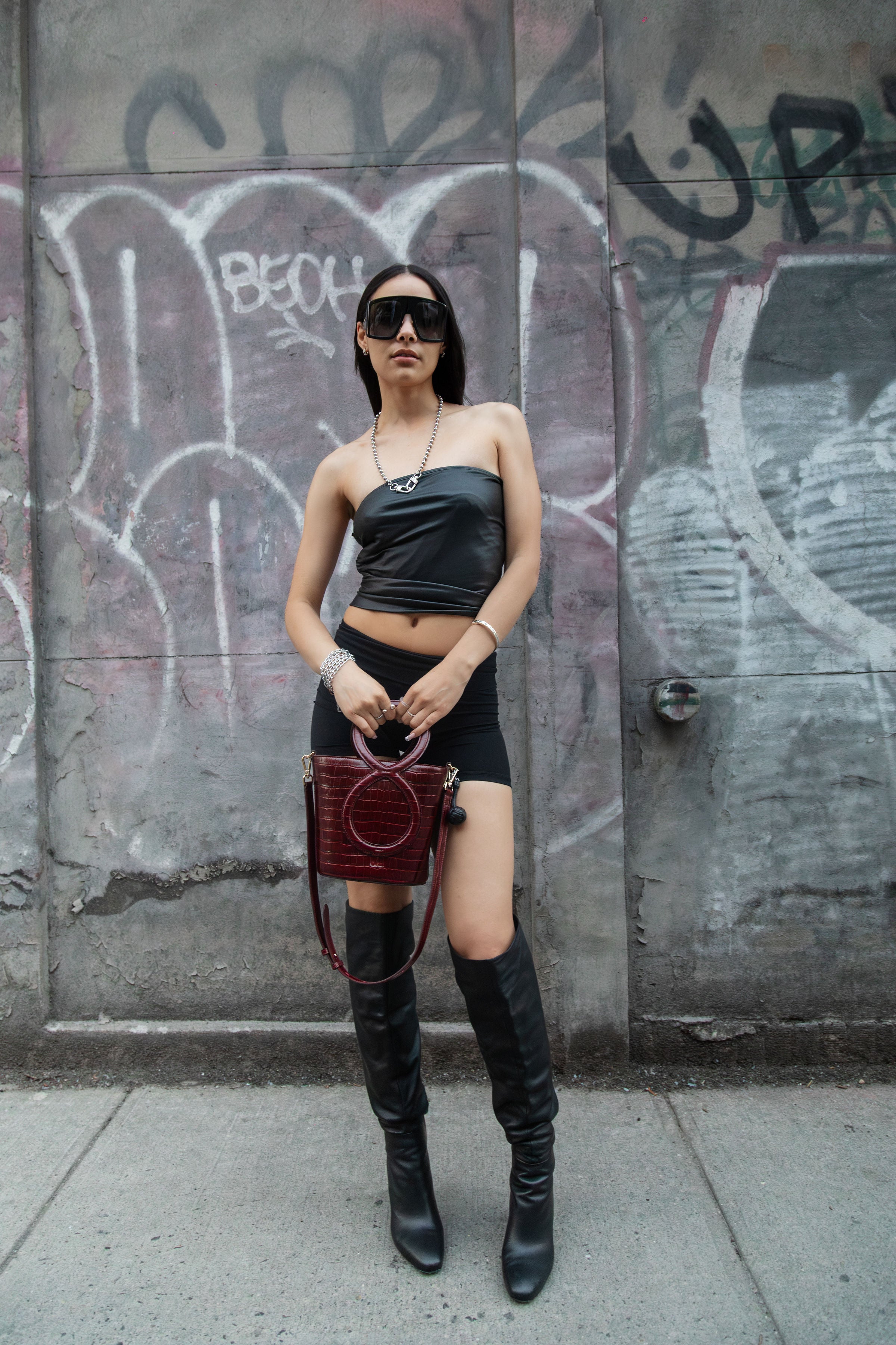 Infinity Bag - Burgundy Croc Embossed