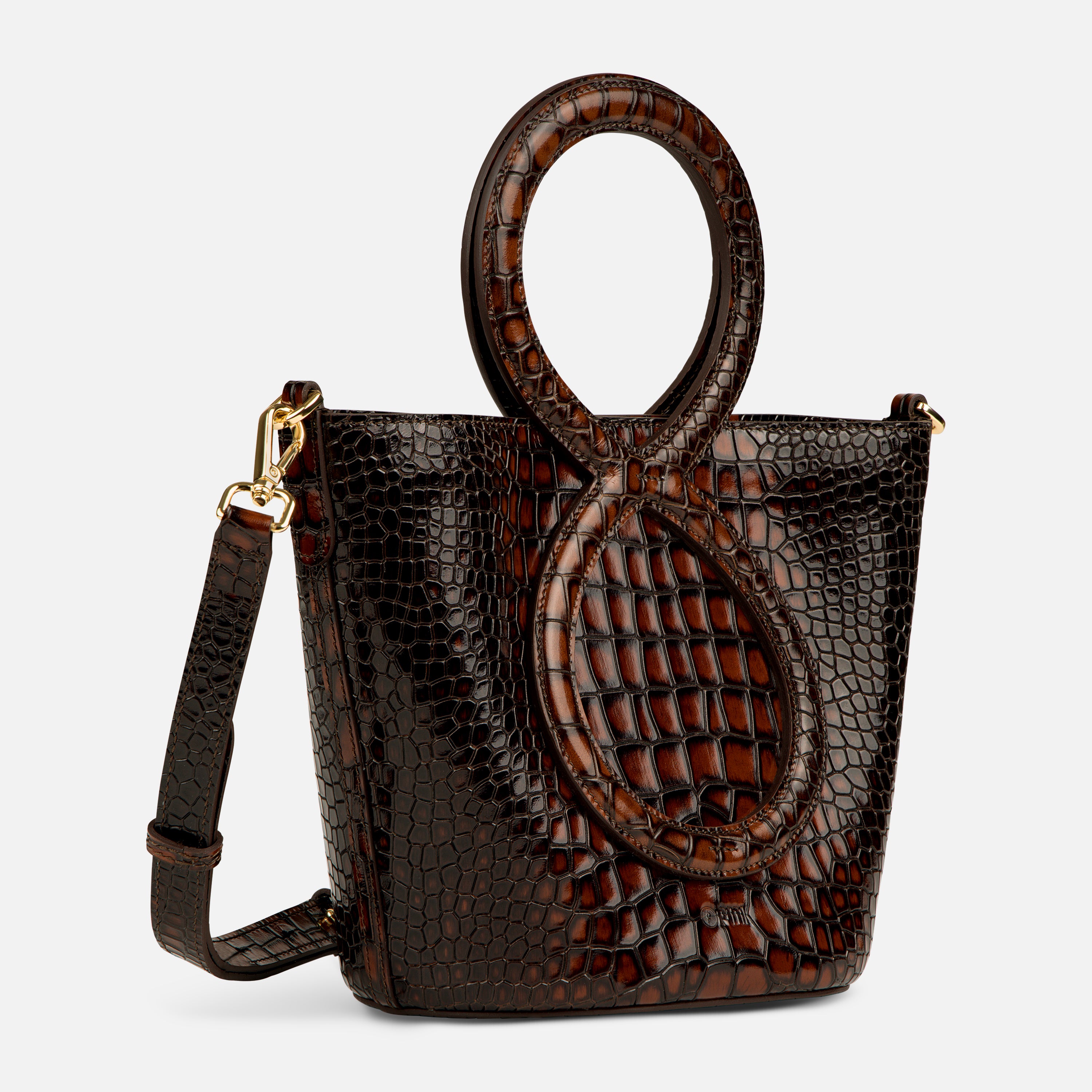 Infinity Bag - Burgundy and Brown Crocodile Embossed