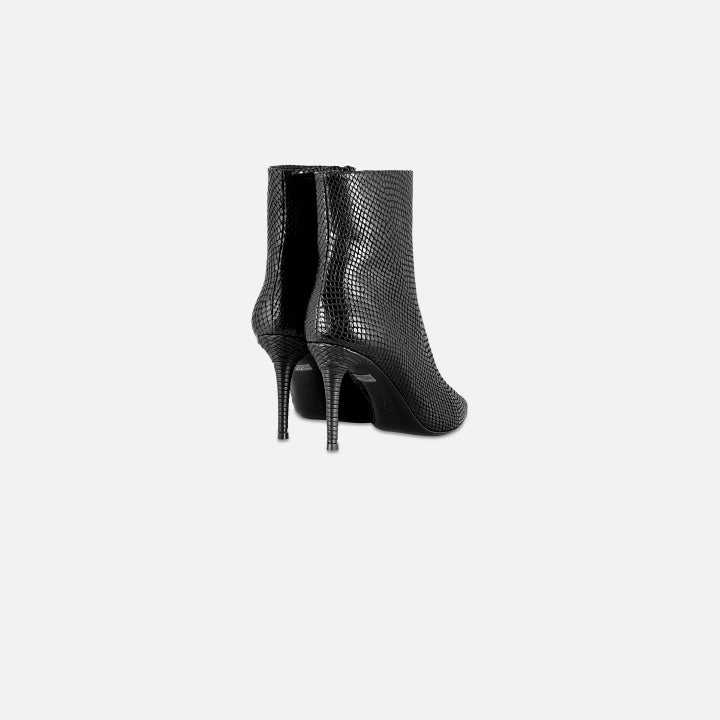 Claire Ankle Boot - Black - Snake Embossed - Fini Brand