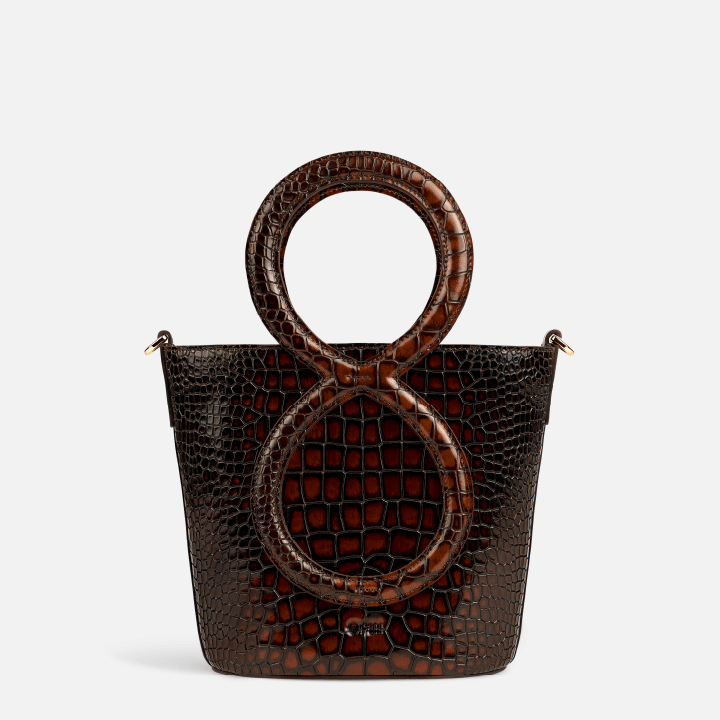 Infinity Bag - Burgundy and Brown Crocodile Embossed