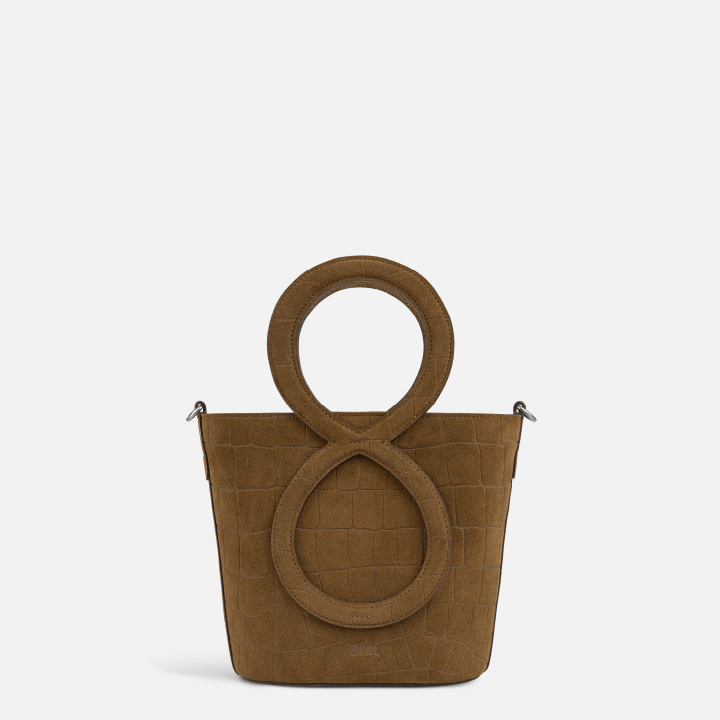 Infinity Bag 18 M - Coffee Brown Croc Embossed Suede