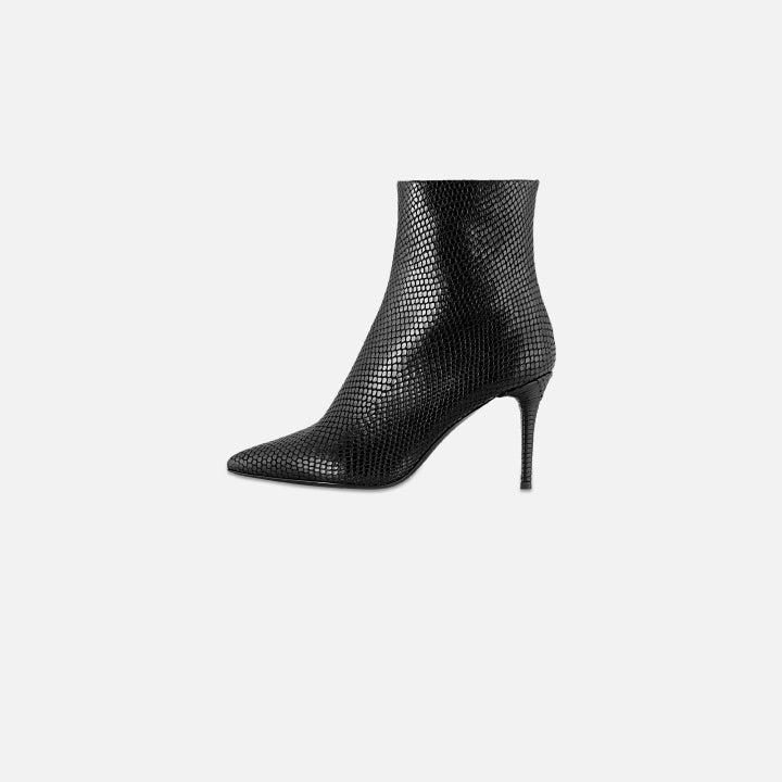 Claire Ankle Boot - Black - Snake Embossed - Fini Brand