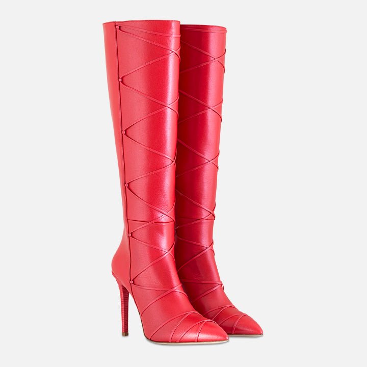 Claire Twined Knee Boot - Red - Fini Brand